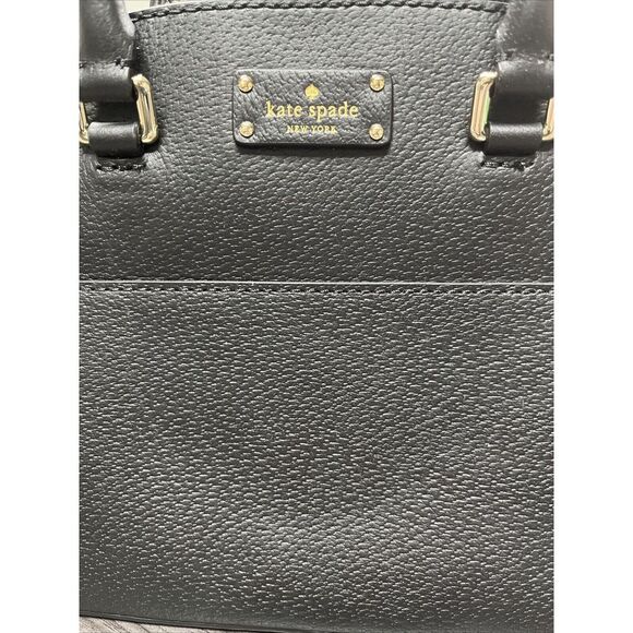 Kate Spade New York Black Leather Dome Satchel Purse Hand Bag - Picture 2 of 10